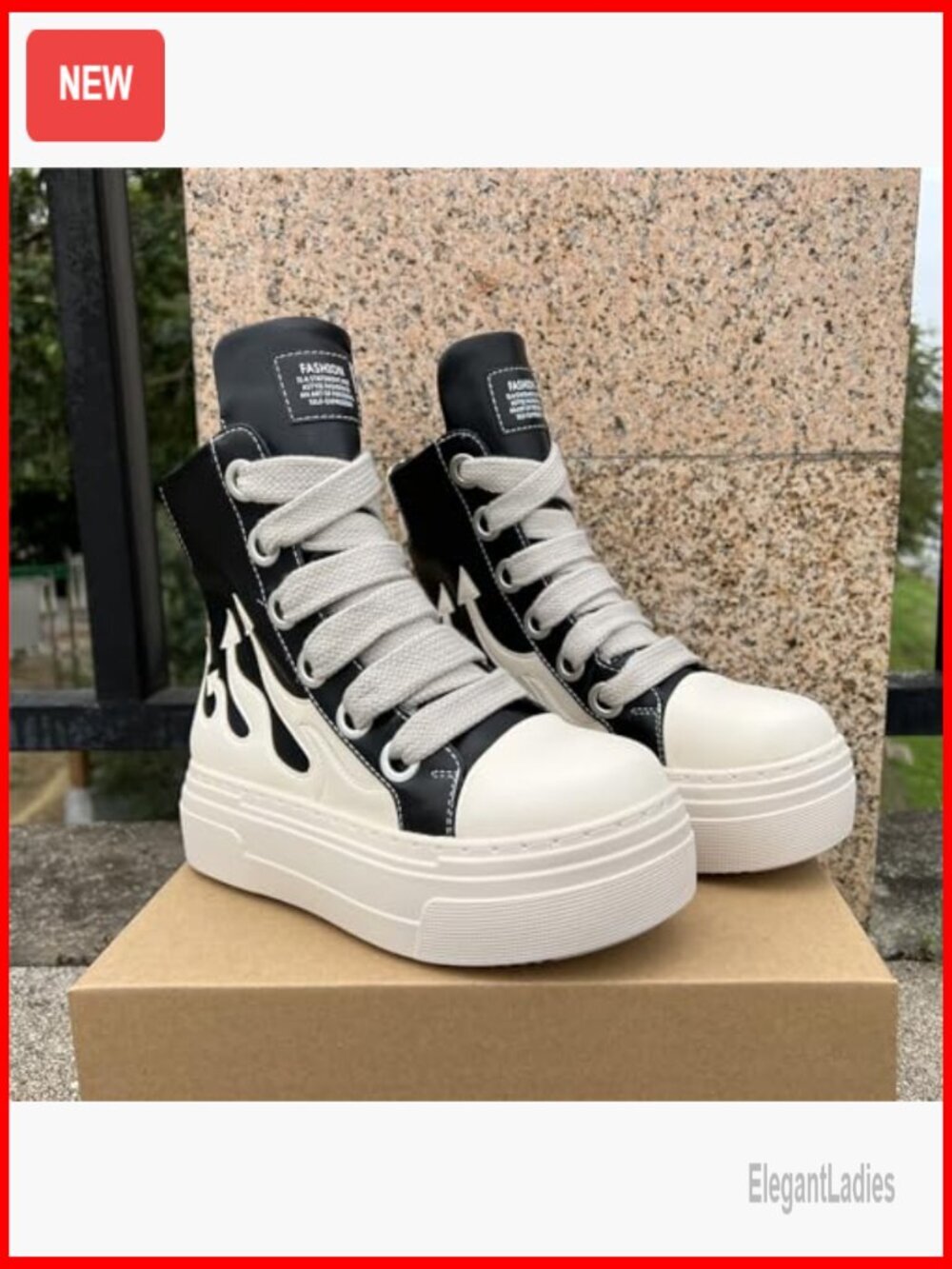 Chunky Platform Sneakers, Thick Sole, Vegan Leather, Unisex Fashion - Picture 2 of 7